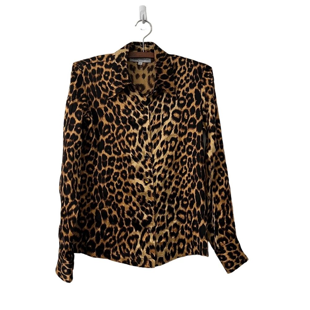 Vintage Daniel & Rebecca Animal Print Silk Satin USA Long Sleeve Button Shirt 2